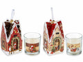 Candele profumate natalizie in vasetto di vetro decorato in confezione regalo, set da 2 pezzi, Candela: Ø 7 cm x 7,5 H