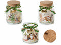 Candele di Natale profumate in barattolo di vetro con tappo in sughero, set da 3 pezzi, Ø 6 cm x 7,5 H