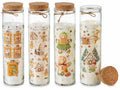 Candele natalizie profumate in barattolo di vetro con tappo sughero, decori, set da 4 pezzi, Ø 6 cm x 21,5 H