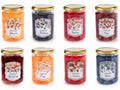 Candele profumate in gel ad effetto vasetto vetro di marmellata di frutta, set da 8 pezzi, Ø 6,5 cm x 11 H