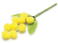 Rametto di mimosa artificiale con fiore in floccato, ideale per confezioni, set da 50 pezzi, cm 5 H (con gambo 9,5)