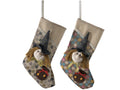 Calze della Befana in panno da appendere con decorazioni patchwork con dettagli, set da 8 pezzi, cm 24 x 37 H