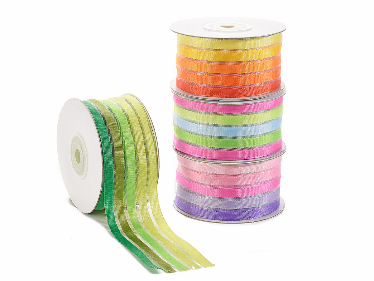Nastri in tessuto arcobaleno con bordi modellabili, set da 4 pezzi, mm 38 x 10 m