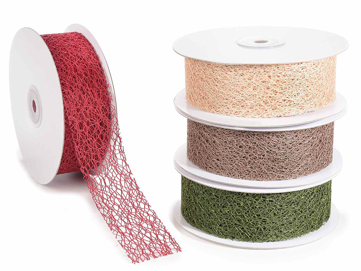 Nastri in tessuto a rete colorata, set da 4 pezzi, mm 38 x 20 m