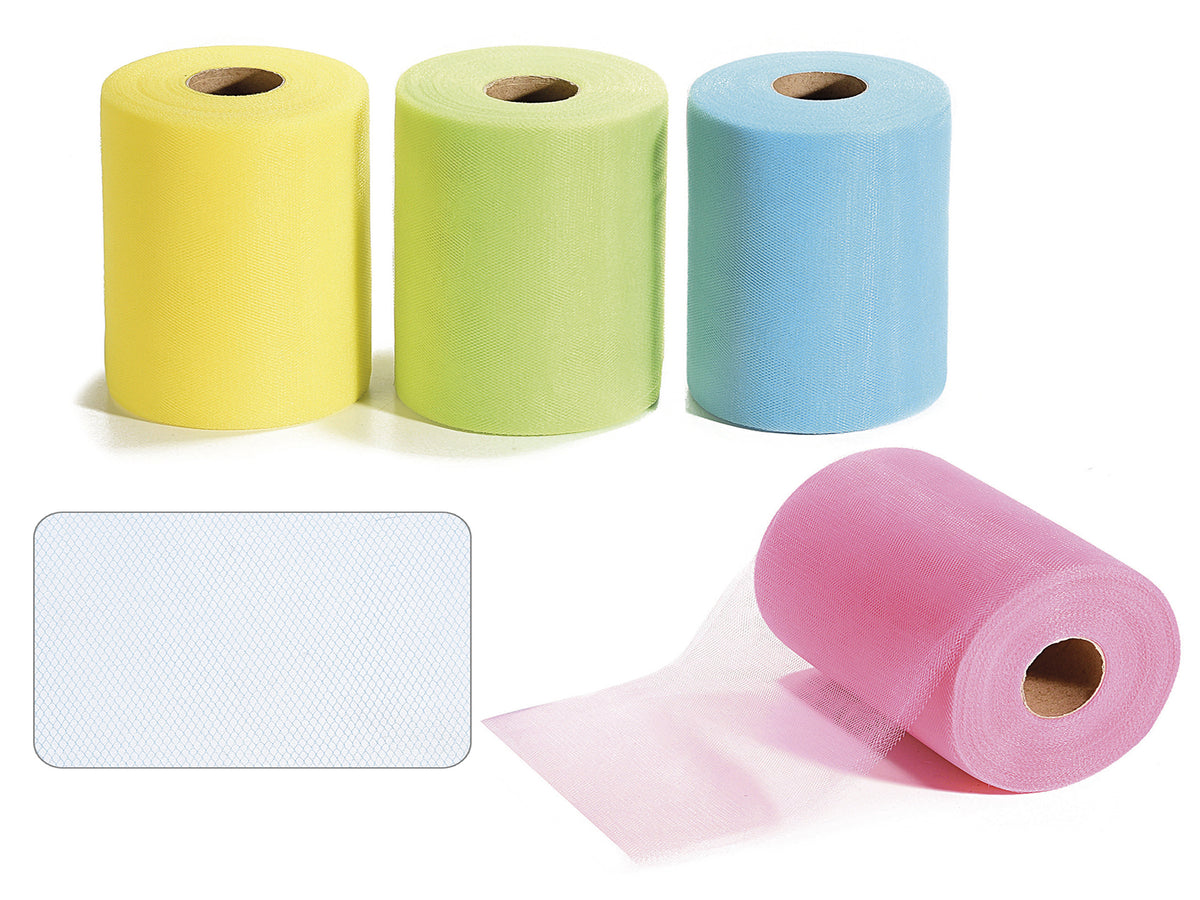 Rotoli di tulle colorato, set da 4 pezzi, cm 15 x 100 m