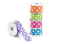 Nastri in tessuto colorato con stampa a pois bianchi, set da 5 pezzi, mm 38 x 10 m