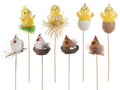 Personaggi di Pasqua su stick in legno a gallina e pulcino ideali per packaging, set da 16 pezzi, cm 10 H (con stick 31)
