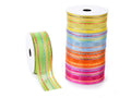 Nastri in organza arcobaleno con cuciture in rilievo, set da 5 pezzi, mm 38 x 10 m