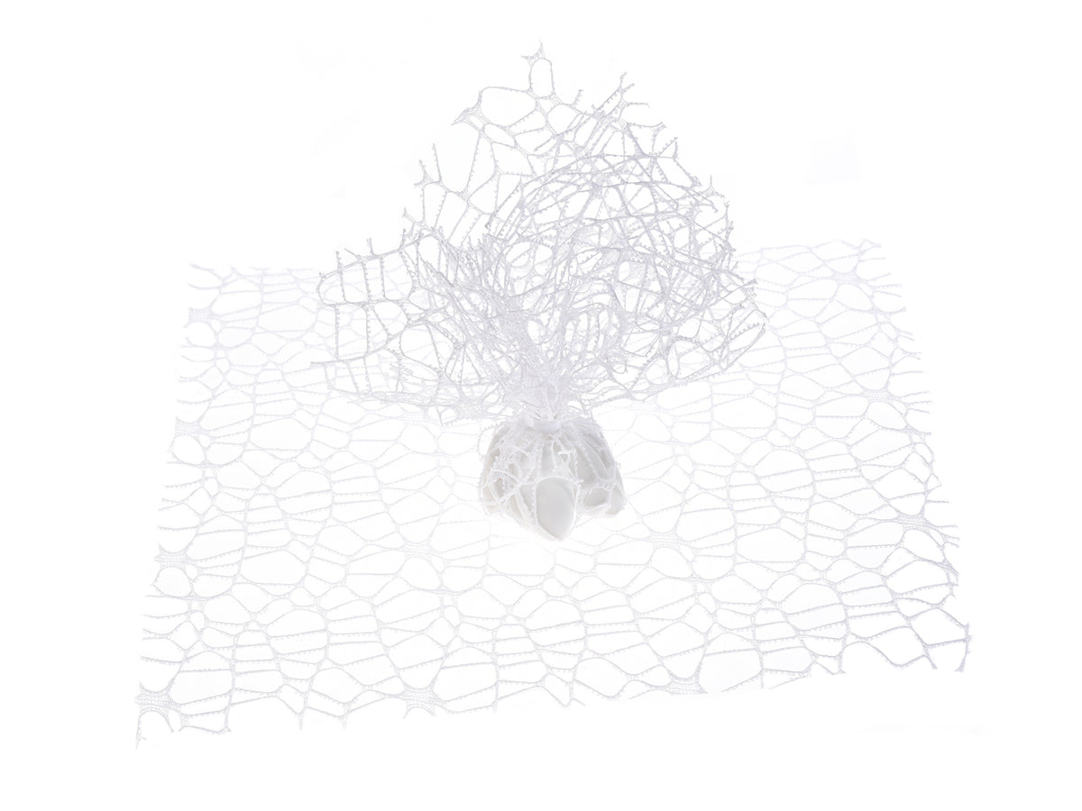 Tulle porta confetti rete bianco, set da 50 pezzi, cm 24 x 24 H