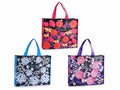 Borse spesa riutilizzabili in poliestere rigido con stampa fiori, set da 12 pezzi, cm45x12x36H (con manici 55)