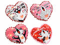 Cuscini a cuore in velluto imbottiti con stampa Animali e luci led, set da 4 pezzi, cm 36 x 33 H