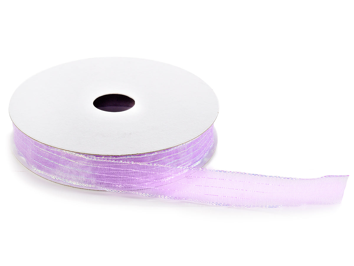 Nastri lilla con fili lamè, set da 4 pezzi, 15mm x 25m