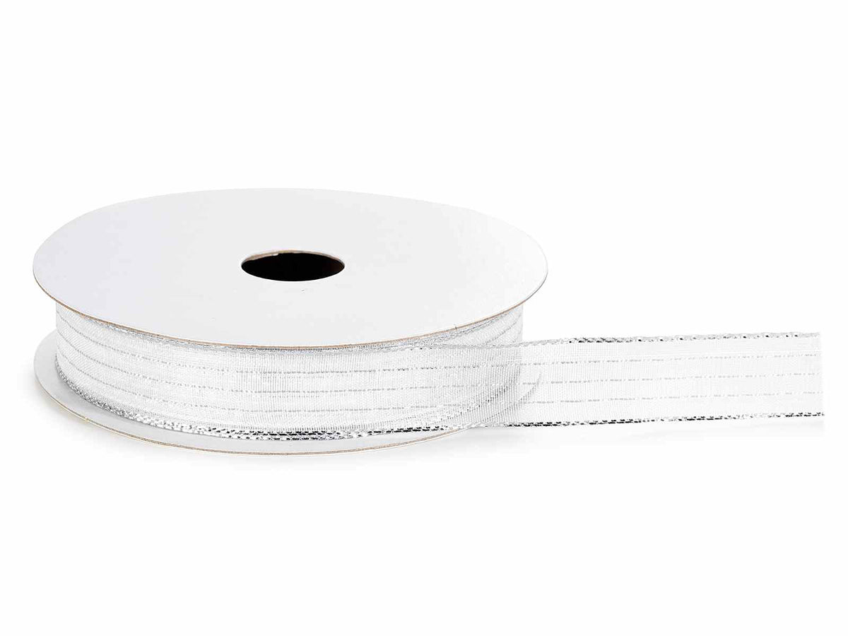 Nastri bianchi con fili lamè, set da 4 pezzi, 15mm x 25m
