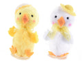 Pulcini pasquali decorativi con cappello e nastrino in organza da appoggiare, set da 8 pezzi, cm 4,5 x 5,5 x 9 H