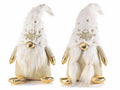 Gnomi Mamma e Babbo Natale in stoffa con decorazioni oro e glitter con cappello, set da 2 pezzi, cm17x11x37H (capp.esteso)