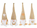 Gnometti Babbo e Mamma Natale in panno con cuore e campanella su cappello, set da 8 pezzi, cm 9x6x25 H (capp.esteso)