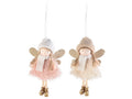 Angeli gambe lunghe con abito in morbida eco-fur da appendere, set da 8 pezzi, cm 9 x 13 H