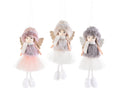Angeli gambelunghe abito in tulle e eco-fur da appendere, set da 6 pezzi, cm 8,5 x 20 H
