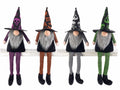 Personaggi / gnomi di Halloween gambelunghe con barba in eco fur da appoggiare, set da 4 pezzi, cm 9x7x19H ( capp.esteso)