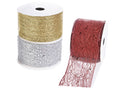 Nastri di natale oro argento e rossi con paillettes e glitter, set da 3 pezzi, mm 60 x 20 m