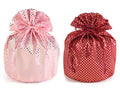 Sacchetti per panettoni in raso effetto lurex con pois dorati, set da 6 pezzi, Ø22,5cmx31H(altirante 22,5)