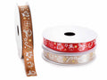 Nastri di Natale in raso colorato con stelline dorate e decori natalizi, set da 3 pezzi, mm 15 x 10 mt