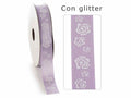 Nastri in raso lilla con rose glitterate, set da 4 pezzi, 16mm x 10m