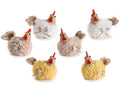 Gallinelle pasquali in morbido pelo artificiale da appoggiare con fiocchetto, set da 6 pezzi, cm 9 x 6 x 8 H