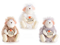 Pecorelle in mobido pelo con decorazione e scritta Buona Pasqua da appoggiare, set da 9 pezzi, cm 6 x 6 x 8,5 H