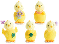 Pulcini pasquali in stoffa con decoro su base da appoggiare, set da 10 pezzi, Ø 4 cm x 8 H