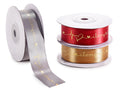 Rotoli di nastri in raso rossi, oro e argento con stampa dorata I love you, set da 3 pezzi, mm 25 x 10 mt