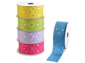 Nastri colorati in tessuto a pois ricamati, set da 5 pezzi, mm 38 x 10 m