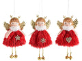 Angeli gambelunghe abito in eco-fur, con ali e decori dorati a cuore stella, set da 12 pezzi, cm 7 x 14 H