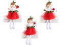 Angeli di Natale gambelunghe con abito in tulle rosso da appendere / appoggiare, set da 9 pezzi, Ø 6 cm x 11 H