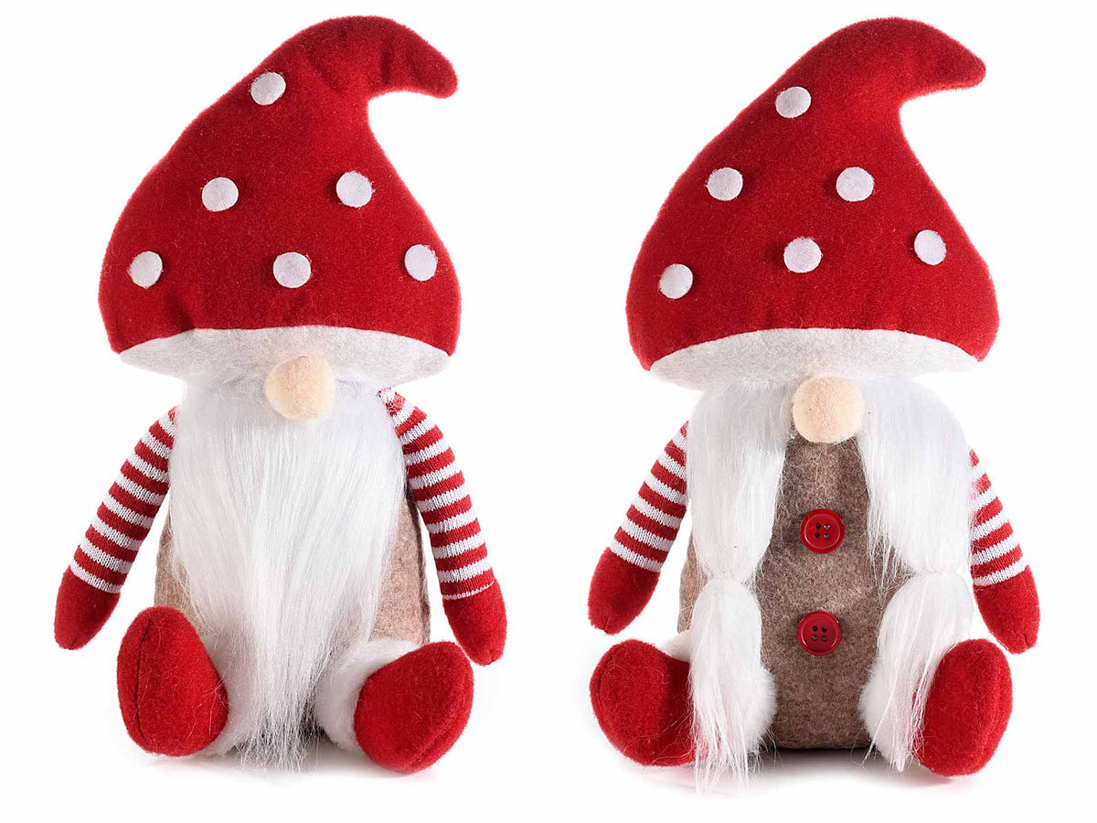 Gnometti del bosco con cappello a fungo da appoggiare, set da 4 pezzi, cm 17 x 12,5 x 29 H