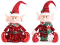 Mamma e Papà elfo di Natale in stoffa con paillettes da appoggiare, set da 2 pezzi, cm 22 x 14 x 46 H