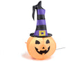 Zucche di Halloween gonfiabili luminose con cappello da strega, Ø 50 cm x 95 H