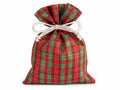Sacchettini in tartan scozzese rosso e verde in tessuto con fili dorati, set da 30 pezzi, cm13,5x18,5H (al tirante13)