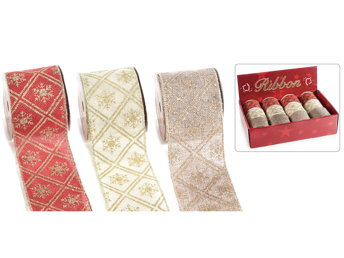 Nastri effetto juta con bordo modellabile e glitter oro in espositore da 12, mm 63 x 4,5 m