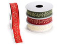 Nastri natalizi in feltro con stampa a stelle dorate, set da 4 pezzi, mm 25 x 10 m