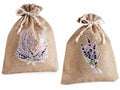Sacchetti in juta con stampa lavanda, tirante di chiusura e fiocco, set da 24 pezzi, cm 17x22 H (al tirante18)