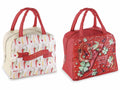 Borse termiche / lunch bag con manici e zip, stampa con peperoncini porta, set da 6 pezzi, cm23x13x20H (con manici30)