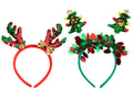 Cerchietti natalizi con decorazioni glitterate, con corna renna e alberelli, set da 16 pezzi, cm 11,5 x 24,5 H