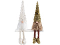 Gnomi di Natale gambelunghe in stoffa ed eco fur, con tag Buon Natale, set da 4 pezzi, Ø11,5cmx40H (capp.esteso)
