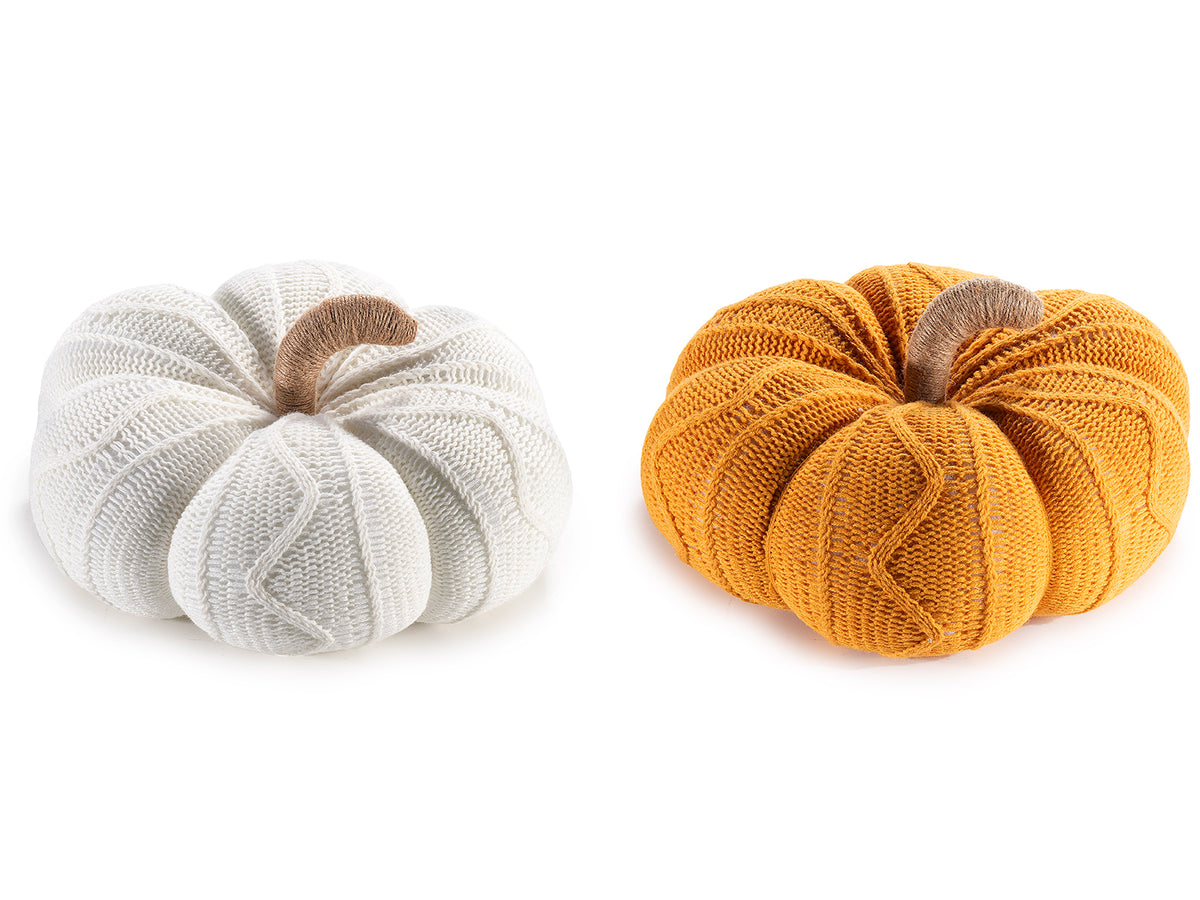 Set di 2 zucche decorative in maglia, 31,5x31,5x16 cm
