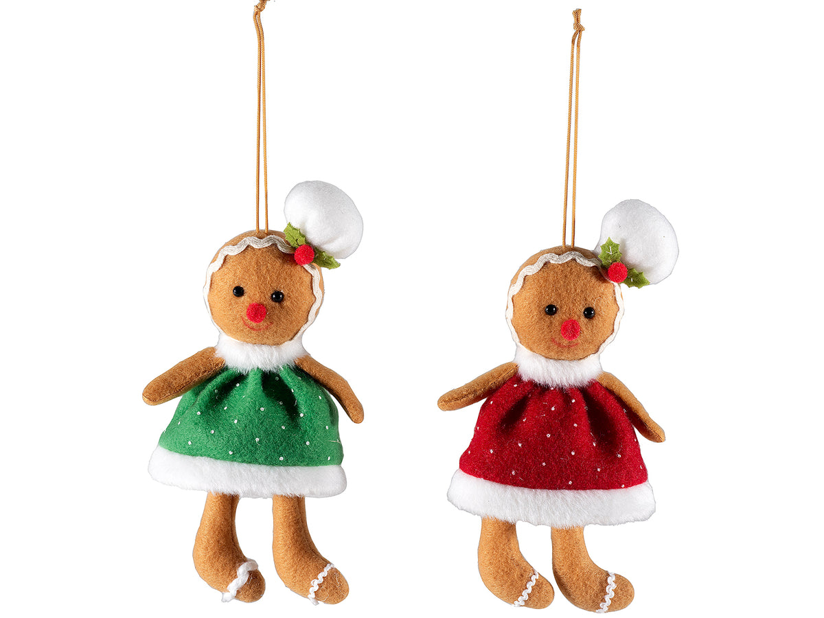Decorazione omino pan di zenzero con cappello da cuoco da appendere, set da 12 pezzi, cm 7 x 15 H