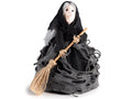 Befane / streghe decorative epifania / halloween in stoffa con la scopa, set da 6 pezzi, Ø 10 cm x 16 H