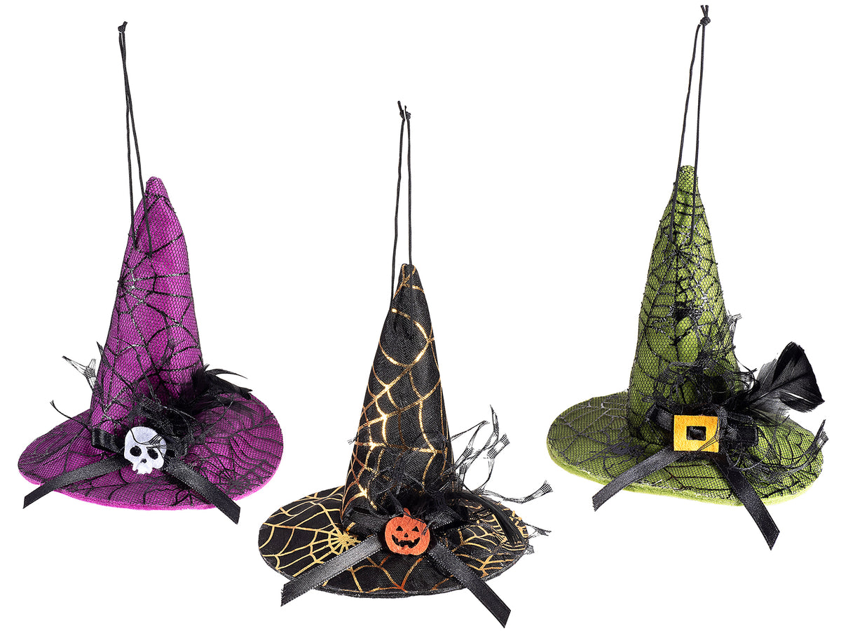 Decorazione di Halloween a cappello da strega da appendere, set da 18 pezzi, Ø 10 cm x 11 H