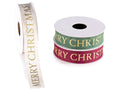 Nastri di Natale con scritta Merry Christmas dorata, set da 3 pezzi, mm 25 x 15 m