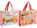 Borse shopping bag riutilizzabili in poliestere rigido con stampa verdure, set da 10 pezzi, cm 45x11x36 H (con manici 56)